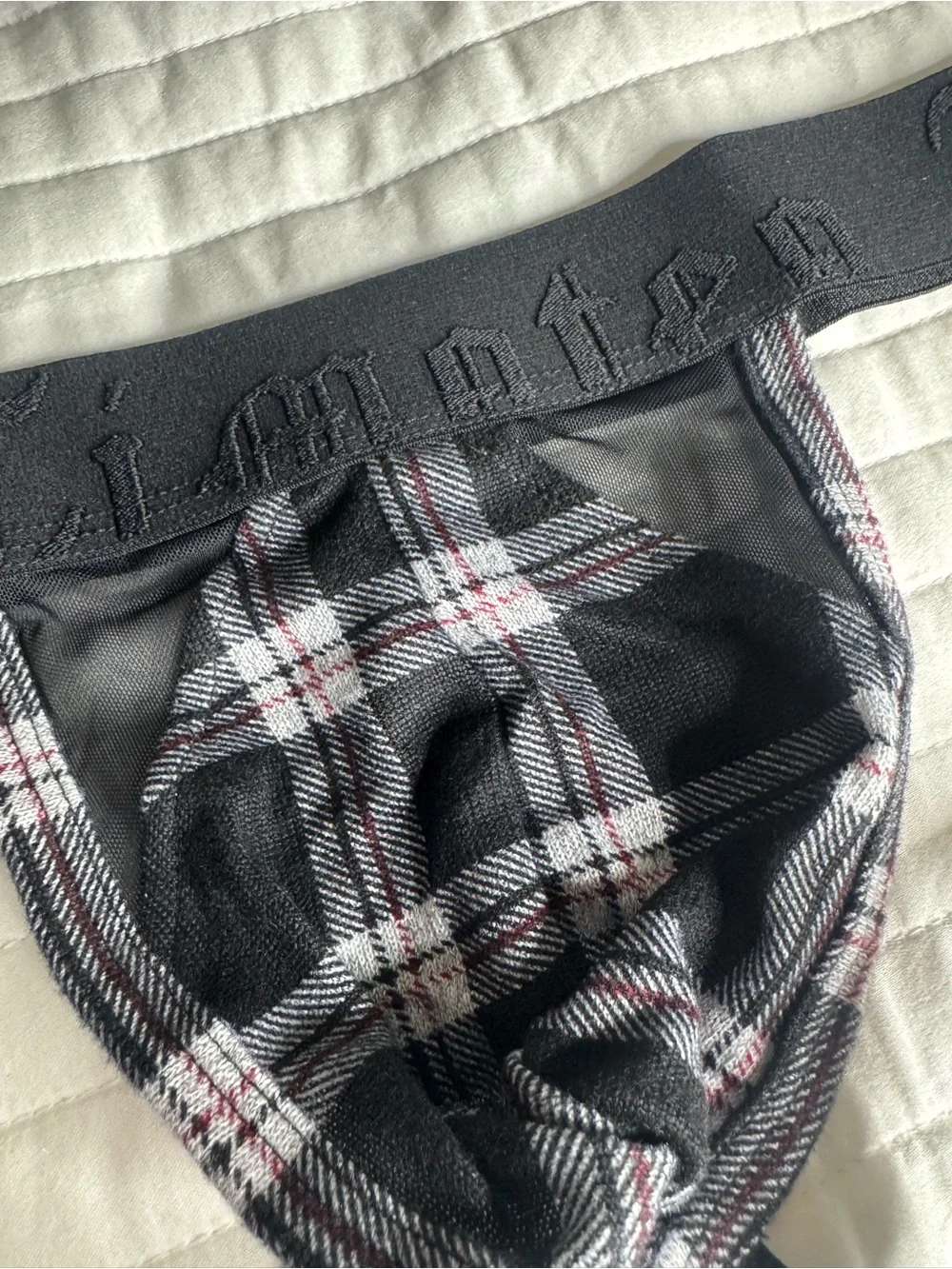 TIMOTEO Black Plaid Men's Brief Jockstrap - Supportive Fit